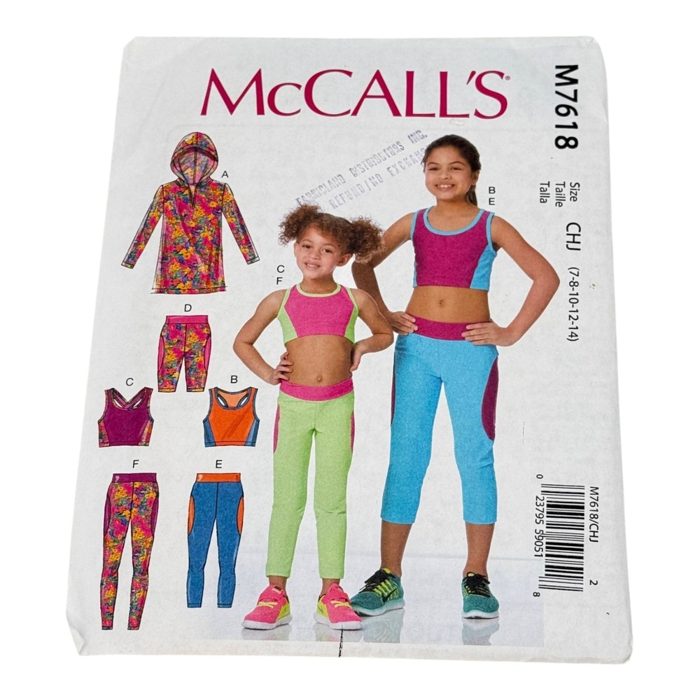 McCall's Sewing Pattern M7618 Size‎ CHJ Multi Activewear Tops Hoodies Leggings